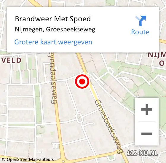 Locatie op kaart van de 112 melding: Brandweer Met Spoed Naar Nijmegen, Groesbeekseweg op 22 september 2023 08:52