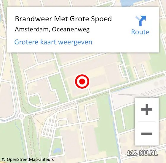 Locatie op kaart van de 112 melding: Brandweer Met Grote Spoed Naar Amsterdam, Oceanenweg op 22 september 2023 09:15