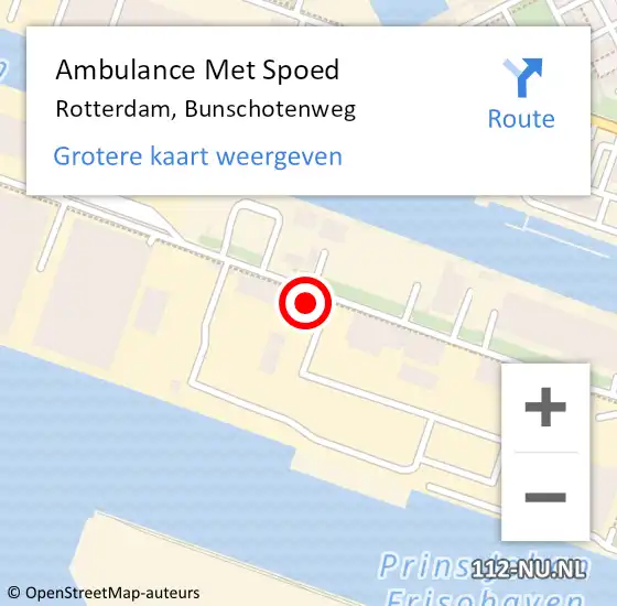 Locatie op kaart van de 112 melding: Ambulance Met Spoed Naar Rotterdam, Bunschotenweg op 22 september 2023 10:01