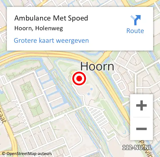 Locatie op kaart van de 112 melding: Ambulance Met Spoed Naar Hoorn, Holenweg op 22 september 2023 10:53