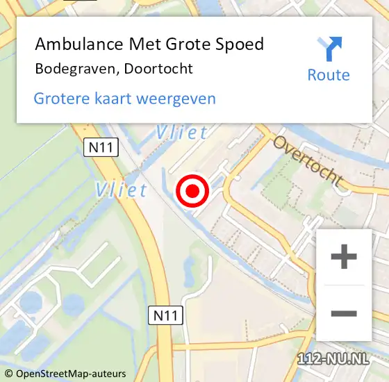 Locatie op kaart van de 112 melding: Ambulance Met Grote Spoed Naar Bodegraven, Doortocht op 22 september 2023 11:15