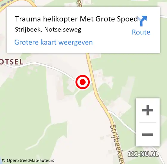 Locatie op kaart van de 112 melding: Trauma helikopter Met Grote Spoed Naar Strijbeek, Notselseweg op 22 september 2023 11:48