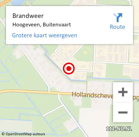 Locatie op kaart van de 112 melding: Brandweer Hoogeveen, Buitenvaart op 22 september 2023 11:52