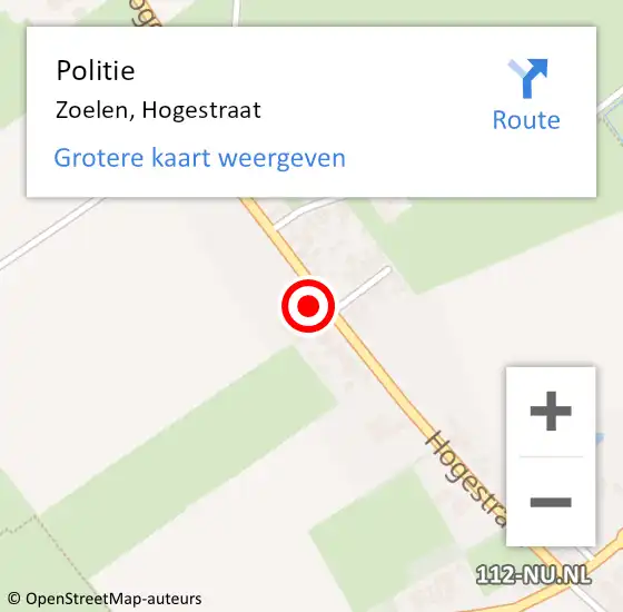 Locatie op kaart van de 112 melding: Politie Zoelen, Hogestraat op 22 september 2023 12:46