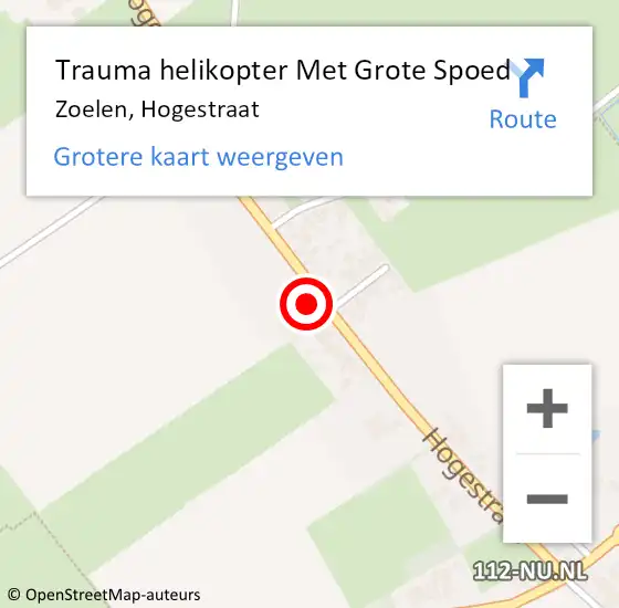 Locatie op kaart van de 112 melding: Trauma helikopter Met Grote Spoed Naar Zoelen, Hogestraat op 22 september 2023 12:53