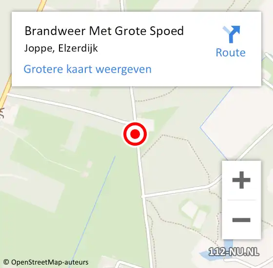 Locatie op kaart van de 112 melding: Brandweer Met Grote Spoed Naar Joppe, Elzerdijk op 14 oktober 2013 01:34