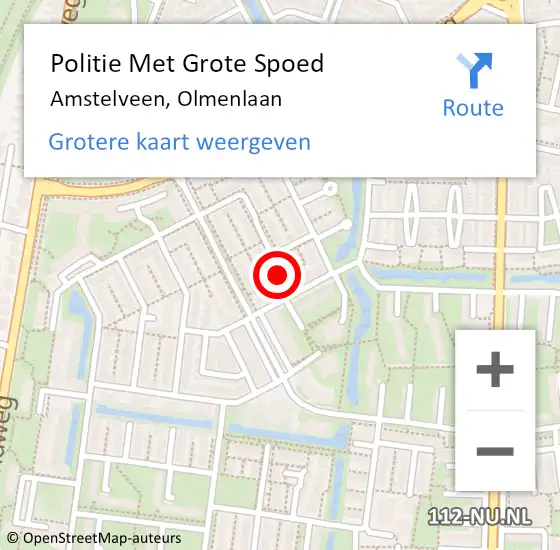 Locatie op kaart van de 112 melding: Politie Met Grote Spoed Naar Amstelveen, Olmenlaan op 22 september 2023 13:39