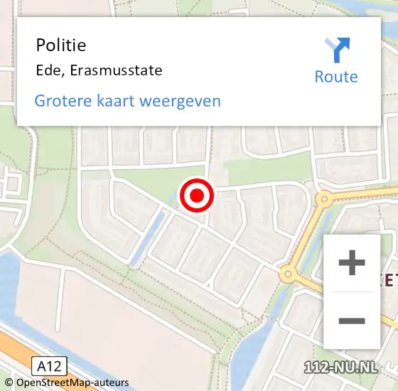 Locatie op kaart van de 112 melding: Politie Ede, Erasmusstate op 22 september 2023 14:20