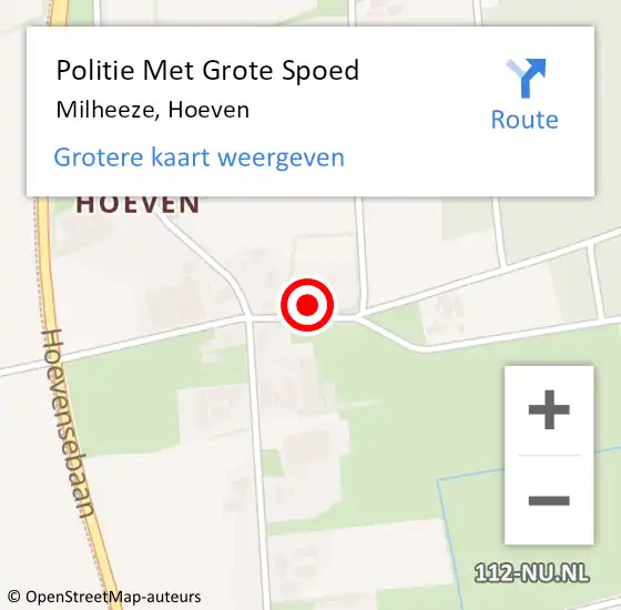 Locatie op kaart van de 112 melding: Politie Met Grote Spoed Naar Milheeze, Hoeven op 22 september 2023 15:20