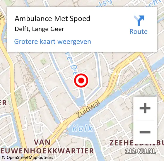 Locatie op kaart van de 112 melding: Ambulance Met Spoed Naar Delft, Lange Geer op 22 september 2023 15:52