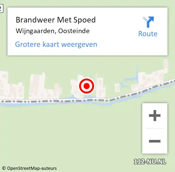 Locatie op kaart van de 112 melding: Brandweer Met Spoed Naar Wijngaarden, Oosteinde op 22 september 2023 16:06