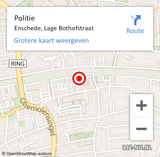 Locatie op kaart van de 112 melding: Politie Enschede, Lage Bothofstraat op 22 september 2023 16:07