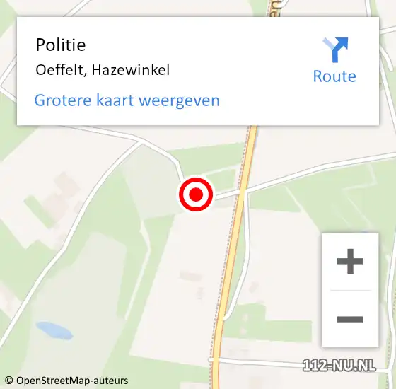 Locatie op kaart van de 112 melding: Politie Oeffelt, Hazewinkel op 22 september 2023 17:45