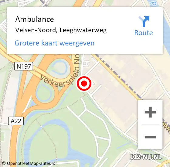 Locatie op kaart van de 112 melding: Ambulance Velsen-Noord, Leeghwaterweg op 22 september 2023 18:39