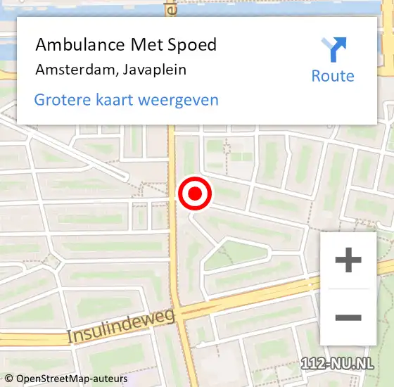Locatie op kaart van de 112 melding: Ambulance Met Spoed Naar Amsterdam, Javaplein op 22 september 2023 19:12