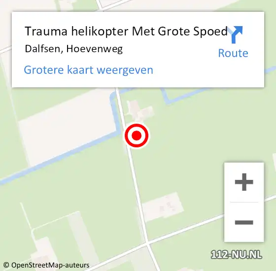 Locatie op kaart van de 112 melding: Trauma helikopter Met Grote Spoed Naar Dalfsen, Hoevenweg op 22 september 2023 19:20