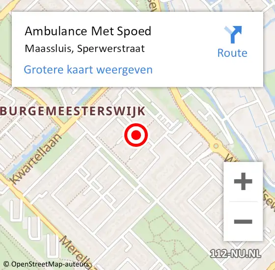 Locatie op kaart van de 112 melding: Ambulance Met Spoed Naar Maassluis, Sperwerstraat op 22 september 2023 20:09