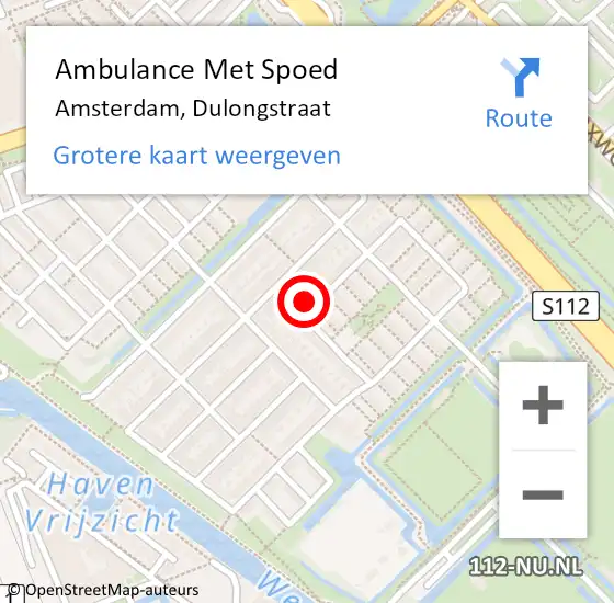 Locatie op kaart van de 112 melding: Ambulance Met Spoed Naar Amsterdam, Dulongstraat op 22 september 2023 20:52