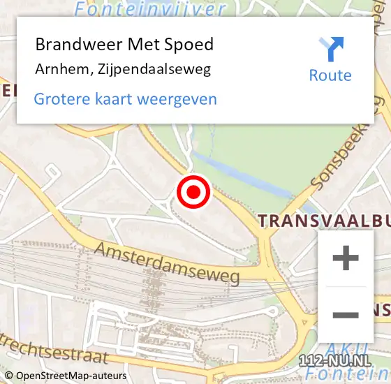 Locatie op kaart van de 112 melding: Brandweer Met Spoed Naar Arnhem, Zijpendaalseweg op 22 september 2023 23:11