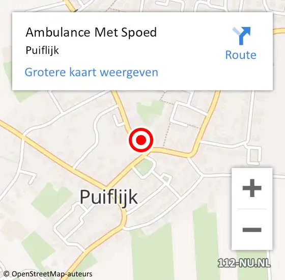 Locatie op kaart van de 112 melding: Ambulance Met Spoed Naar Puiflijk op 23 september 2023 01:11