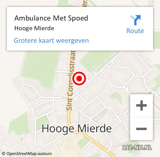 Locatie op kaart van de 112 melding: Ambulance Met Spoed Naar Hooge Mierde op 23 september 2023 01:44