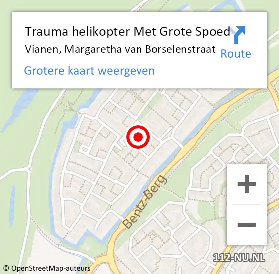 Locatie op kaart van de 112 melding: Trauma helikopter Met Grote Spoed Naar Vianen, Margaretha van Borselenstraat op 23 september 2023 01:49
