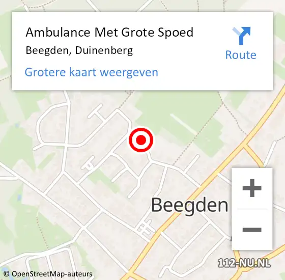 Locatie op kaart van de 112 melding: Ambulance Met Grote Spoed Naar Beegden, Duinenberg op 23 september 2023 02:45
