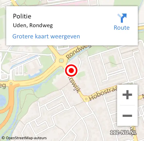 Locatie op kaart van de 112 melding: Politie Uden, Rondweg op 23 september 2023 06:12