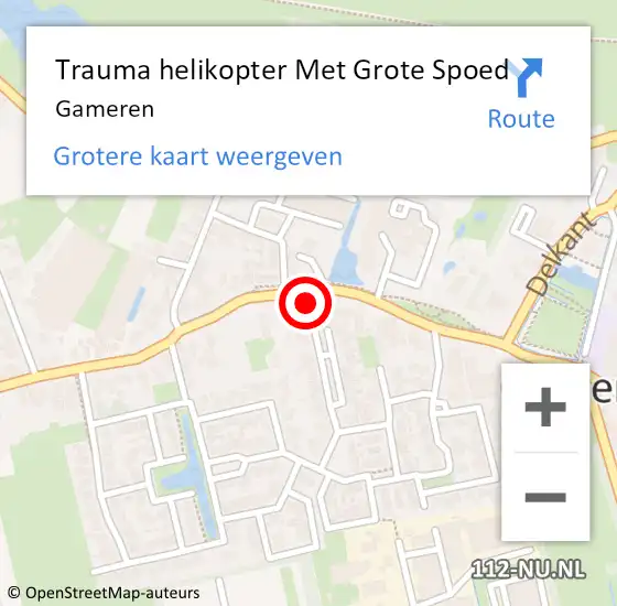 Locatie op kaart van de 112 melding: Trauma helikopter Met Grote Spoed Naar Gameren op 23 september 2023 06:21