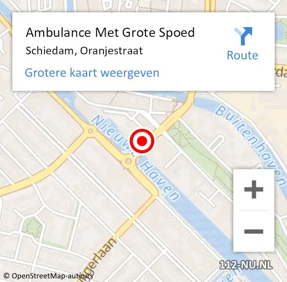 Locatie op kaart van de 112 melding: Ambulance Met Grote Spoed Naar Schiedam, Oranjestraat op 23 september 2023 06:28