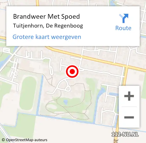Locatie op kaart van de 112 melding: Brandweer Met Spoed Naar Tuitjenhorn, De Regenboog op 23 september 2023 07:22