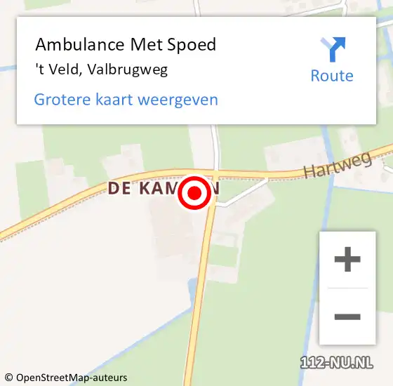 Locatie op kaart van de 112 melding: Ambulance Met Spoed Naar 't Veld, Valbrugweg op 23 september 2023 10:30