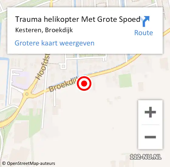 Locatie op kaart van de 112 melding: Trauma helikopter Met Grote Spoed Naar Kesteren, Broekdijk op 23 september 2023 11:28