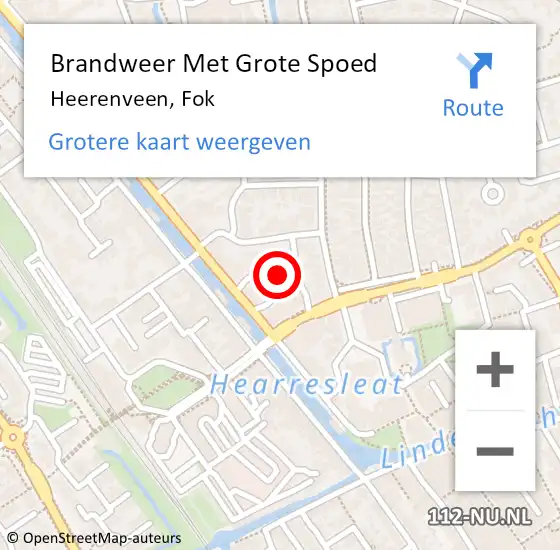 Locatie op kaart van de 112 melding: Brandweer Met Grote Spoed Naar Heerenveen, Fok op 23 september 2023 13:48
