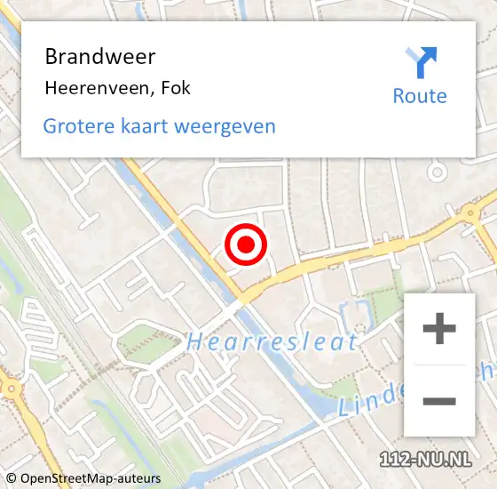 Locatie op kaart van de 112 melding: Brandweer Heerenveen, Fok op 23 september 2023 13:51