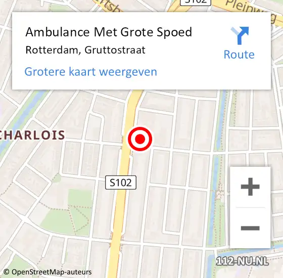 Locatie op kaart van de 112 melding: Ambulance Met Grote Spoed Naar Rozenburg, Gruttostraat op 23 september 2023 13:54