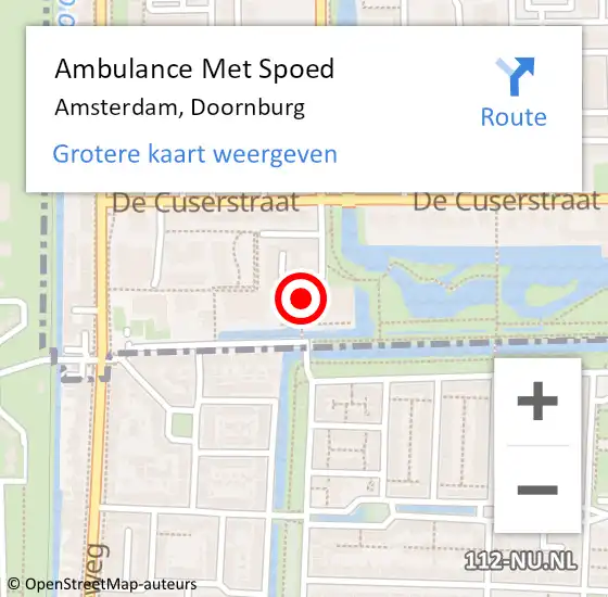 Locatie op kaart van de 112 melding: Ambulance Met Spoed Naar Amsterdam, Doornburg op 23 september 2023 13:57