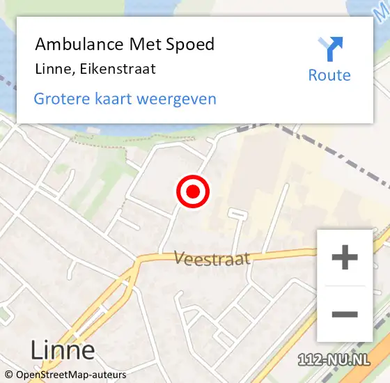 Locatie op kaart van de 112 melding: Ambulance Met Spoed Naar Linne, Eikenstraat op 23 september 2023 13:59
