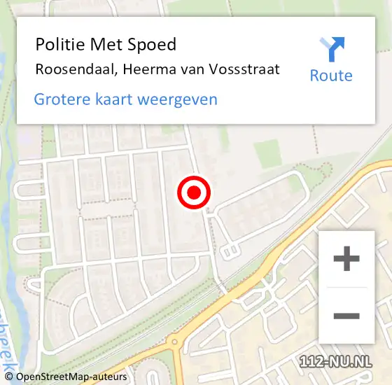 Locatie op kaart van de 112 melding: Politie Met Spoed Naar Roosendaal, Heerma van Vossstraat op 23 september 2023 15:11