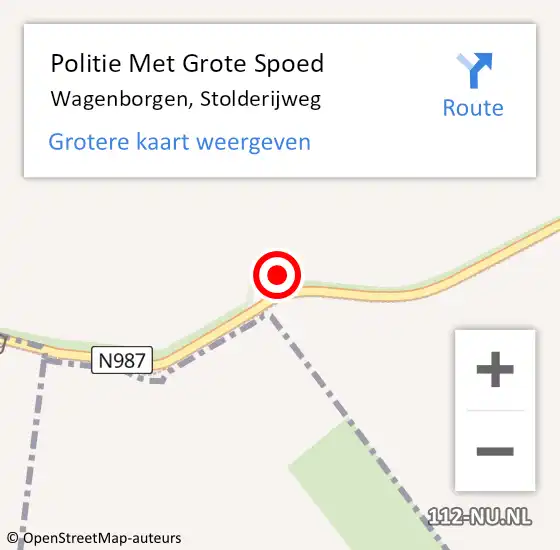 Locatie op kaart van de 112 melding: Politie Met Grote Spoed Naar Wagenborgen, Stolderijweg op 23 september 2023 15:30