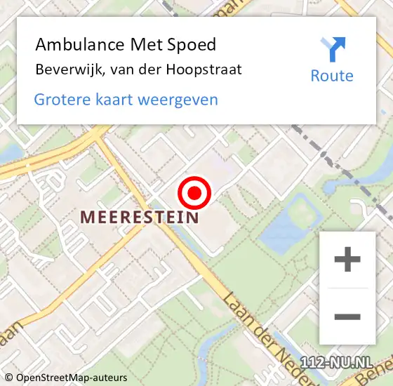 Locatie op kaart van de 112 melding: Ambulance Met Spoed Naar Beverwijk, van der Hoopstraat op 23 september 2023 16:25