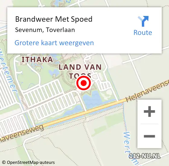 Locatie op kaart van de 112 melding: Brandweer Met Spoed Naar Sevenum, Toverlaan op 23 september 2023 17:43