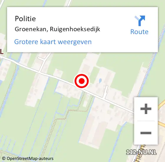 Locatie op kaart van de 112 melding: Politie Groenekan, Ruigenhoeksedijk op 23 september 2023 18:08