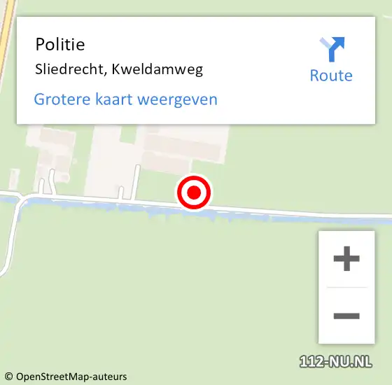 Locatie op kaart van de 112 melding: Politie Sliedrecht, Kweldamweg op 23 september 2023 18:37