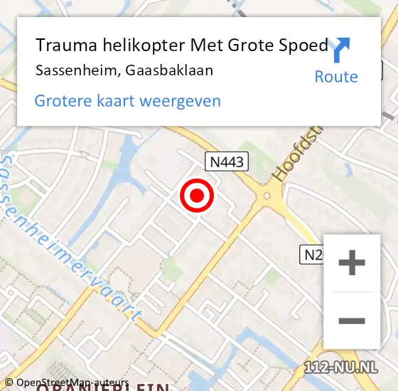 Locatie op kaart van de 112 melding: Trauma helikopter Met Grote Spoed Naar Sassenheim, Gaasbaklaan op 23 september 2023 19:55