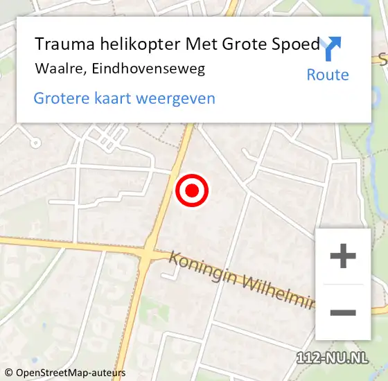 Locatie op kaart van de 112 melding: Trauma helikopter Met Grote Spoed Naar Waalre, Eindhovenseweg op 23 september 2023 22:41