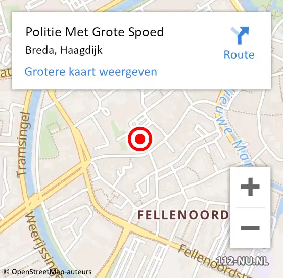 Locatie op kaart van de 112 melding: Politie Met Grote Spoed Naar Breda, Haagdijk op 23 september 2023 23:32