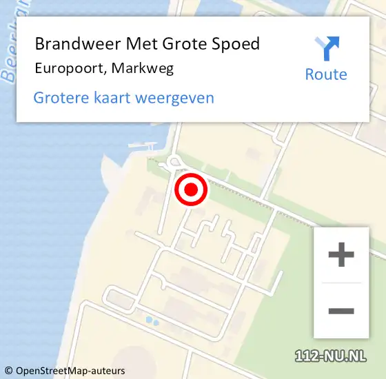 Locatie op kaart van de 112 melding: Brandweer Met Grote Spoed Naar Europoort, Markweg op 24 september 2023 00:54