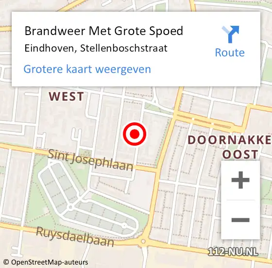 Locatie op kaart van de 112 melding: Brandweer Met Grote Spoed Naar Eindhoven, Stellenboschstraat op 24 september 2023 01:25