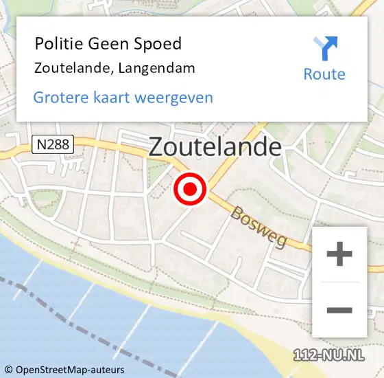 Locatie op kaart van de 112 melding: Politie Geen Spoed Naar Zoutelande, Langendam op 24 september 2023 01:43